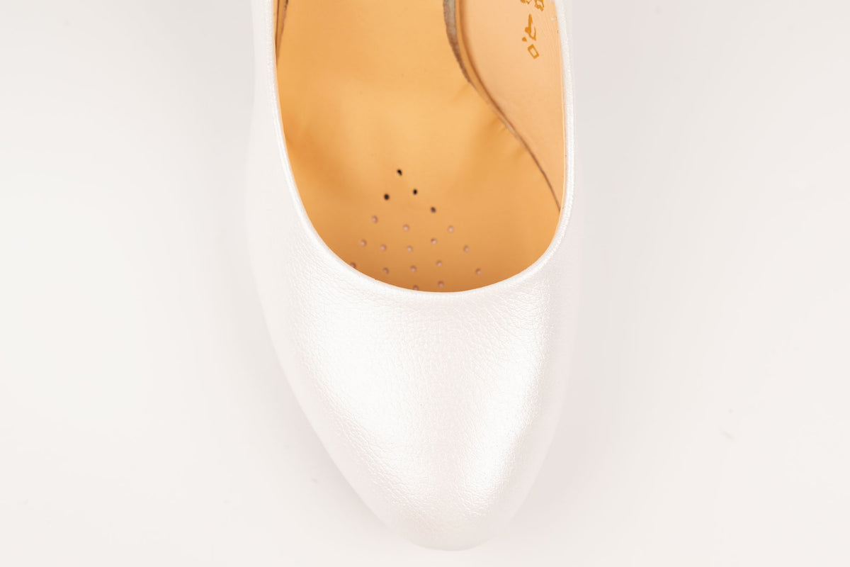 Pantofi damă piele naturală SALA 9143 Alb sidef