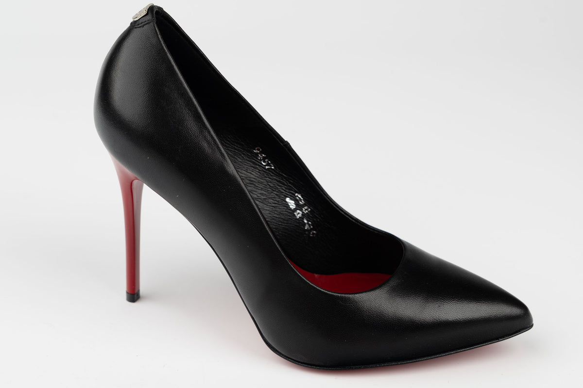 Pantofi damă piele naturală stiletto SALA 9457 negru + R