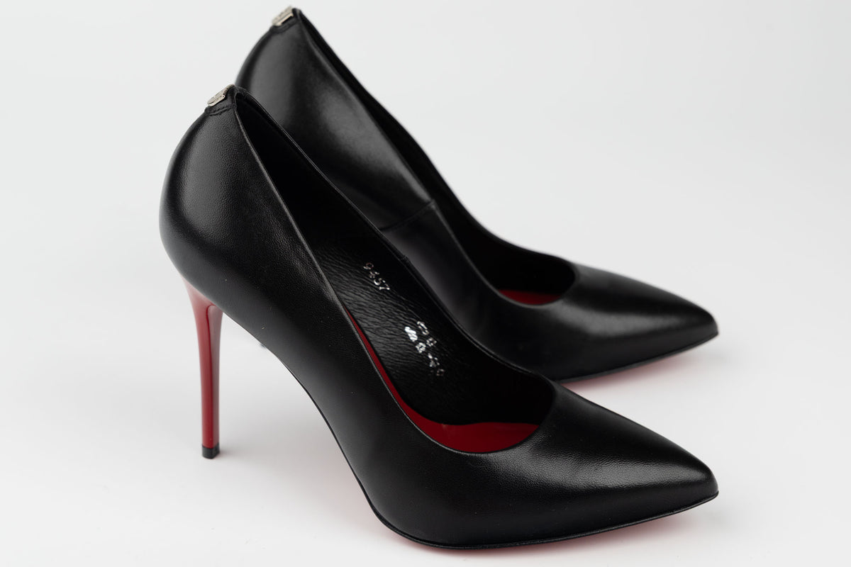 Pantofi damă piele naturală stiletto SALA 9457 negru + R