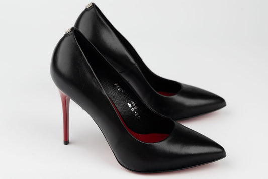 Pantofi damă piele naturală stiletto SALA 9457 negru + R