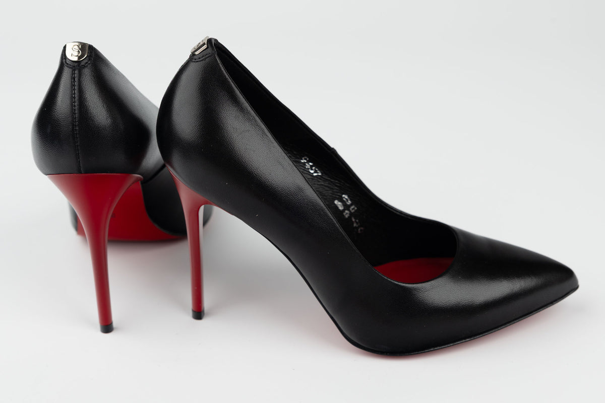Pantofi damă piele naturală stiletto SALA 9457 negru + R