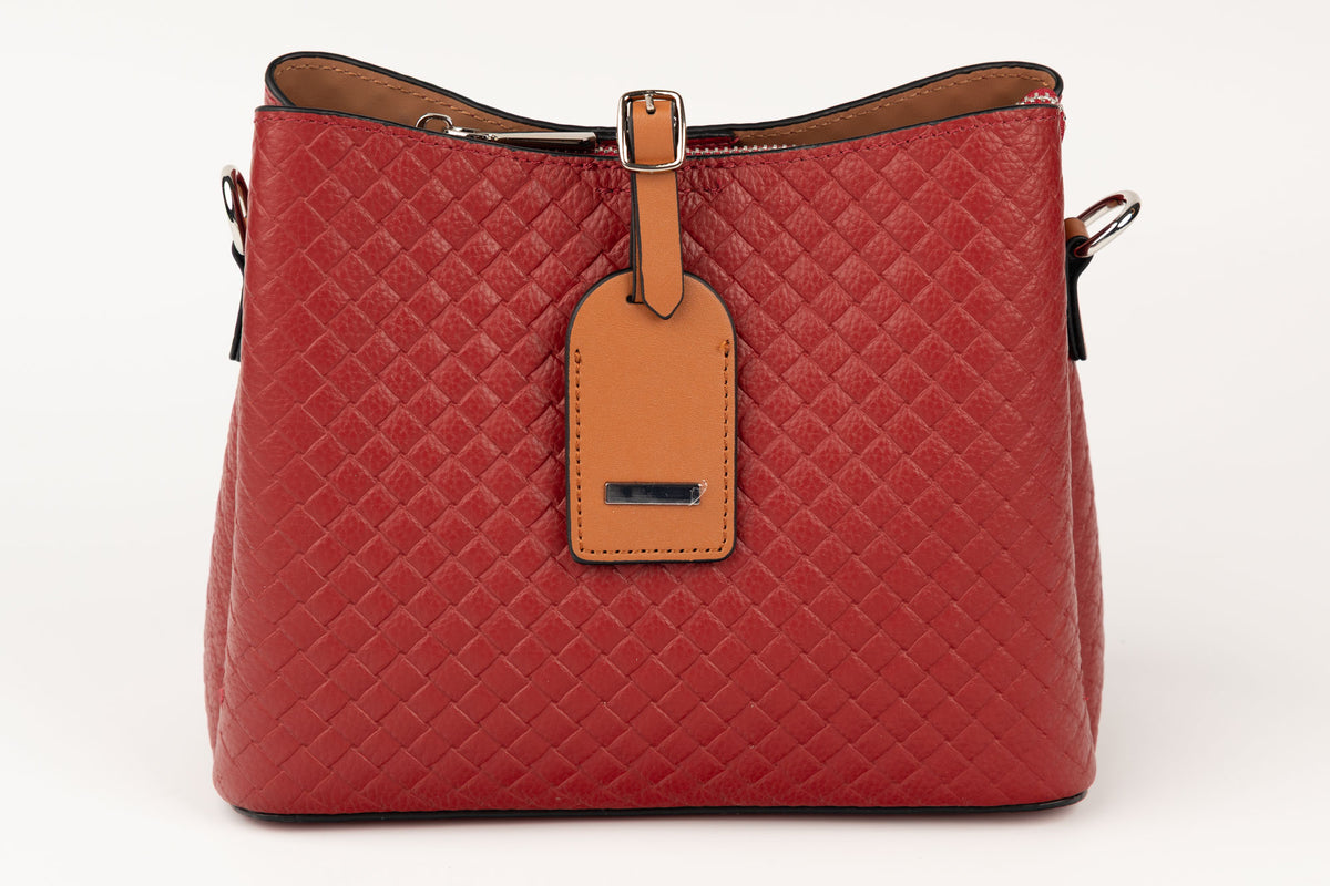 Geanta din piele naturală FENIX FASHION 8727 Rosu