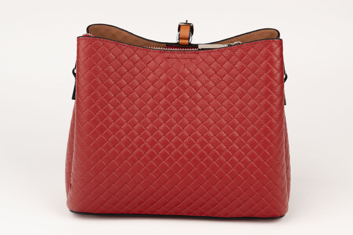 Geanta din piele naturală FENIX FASHION 8727 Rosu