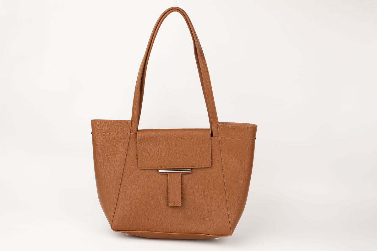 Geanta din piele naturală FENIX FASHION 8713 Maro