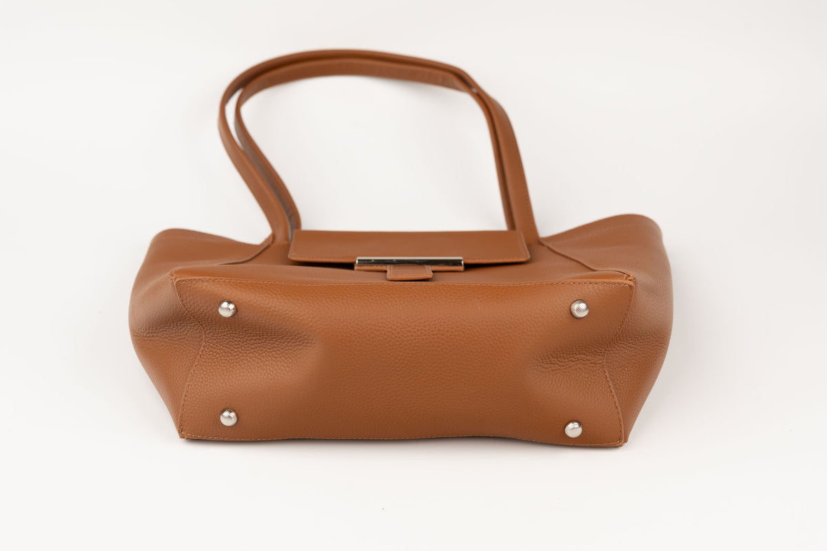 Geanta din piele naturală FENIX FASHION 8713 Maro