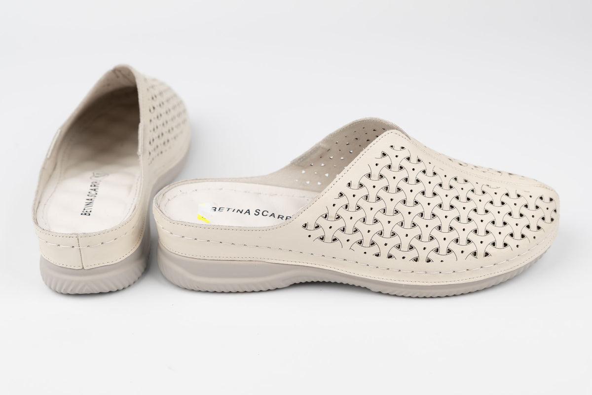 Saboți damă piele naturală BETINA 71305-1 Bej XXL