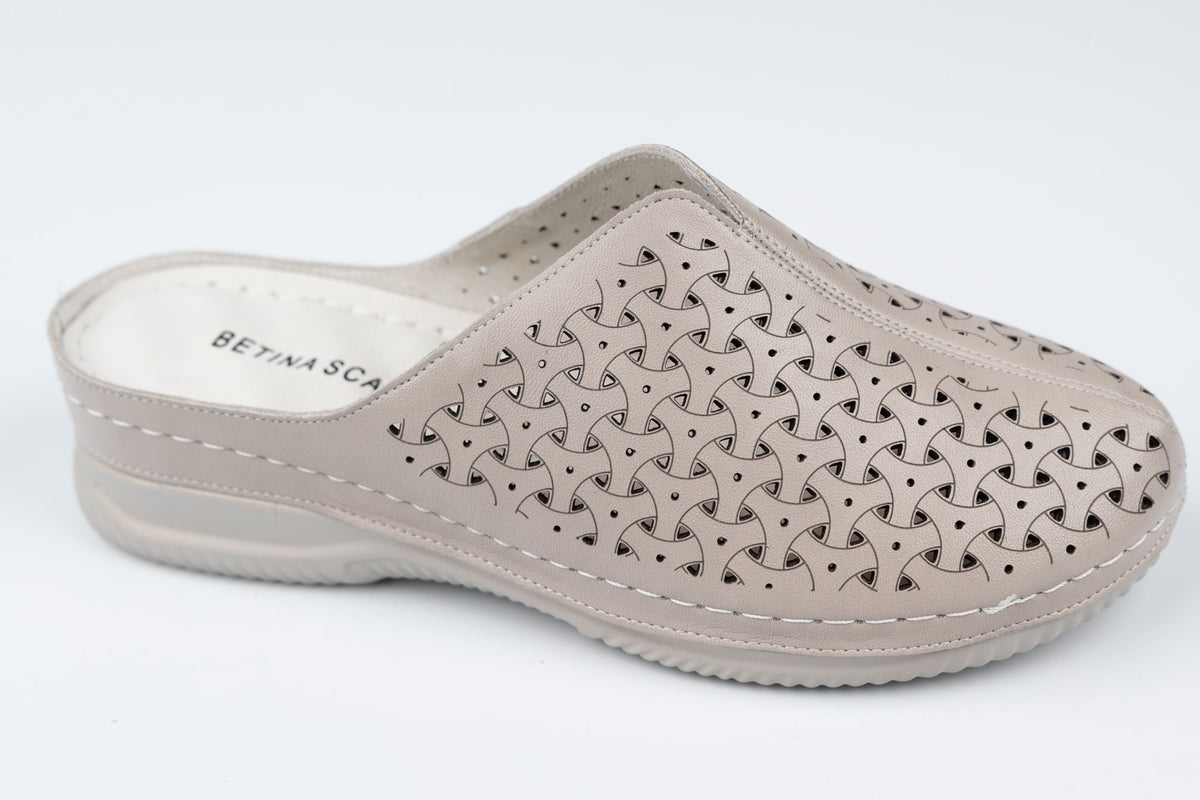 Saboți damă piele naturală BETINA 71305-1 Taupe XXL