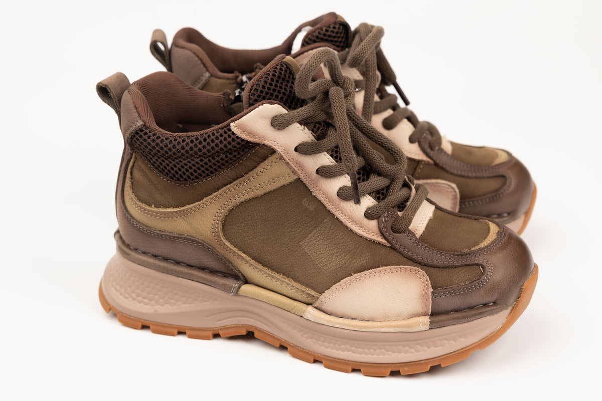 Ghete damă piele naturală FRANCO GERARDO 8001 Khaki (36-41)