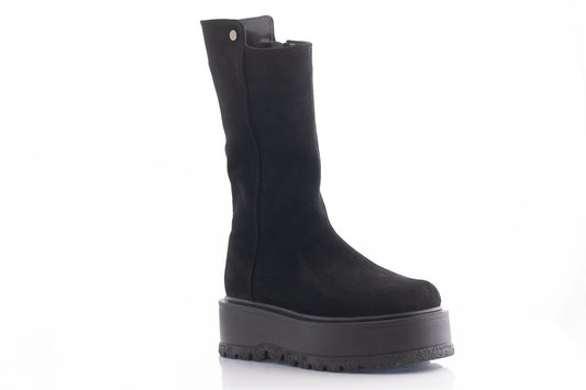 Ghete dama casual piele naturala PERLA 851 negru velur