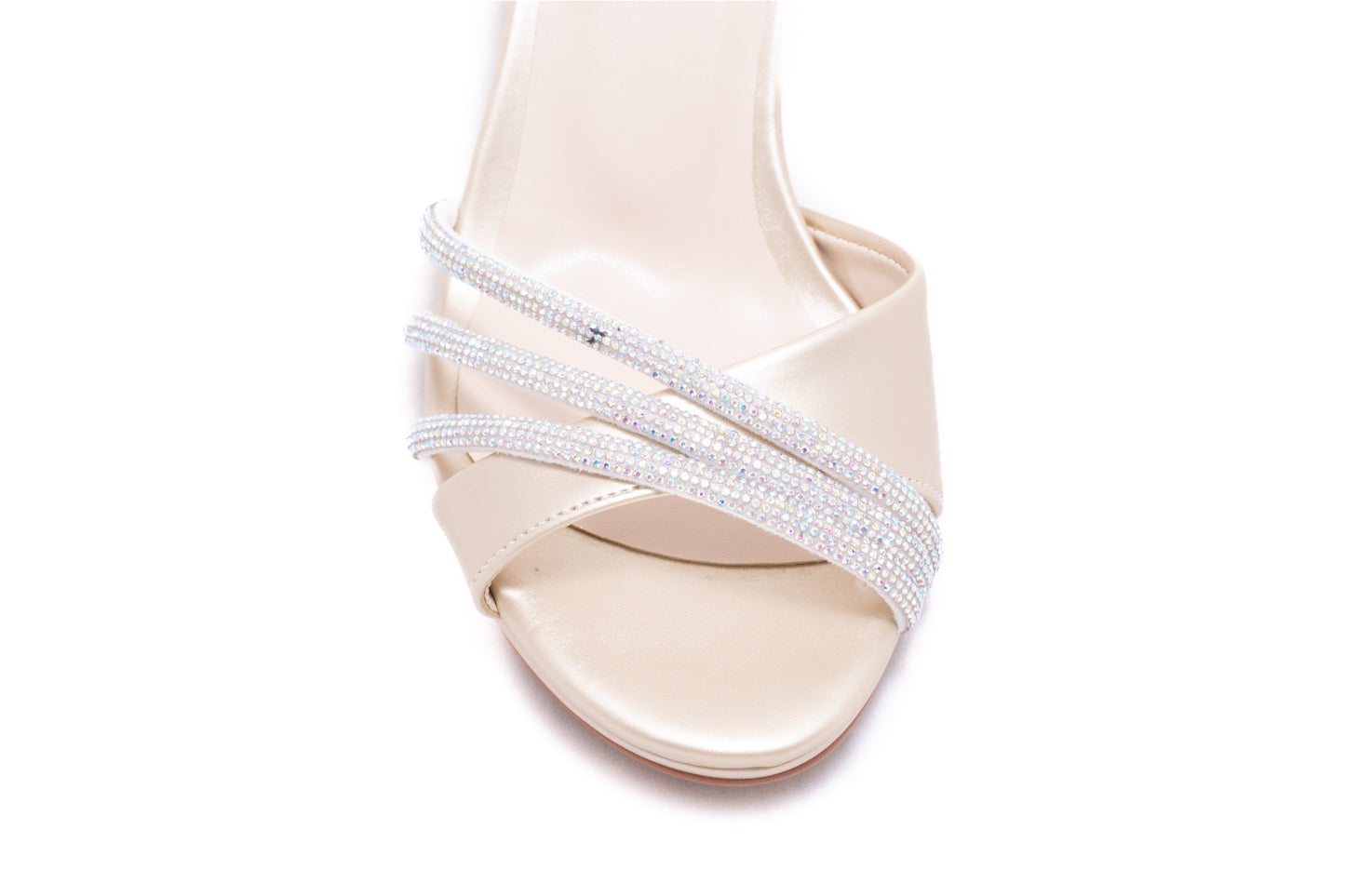 Elegant women's sandals made of eco-leather KARIN 7033 light gold