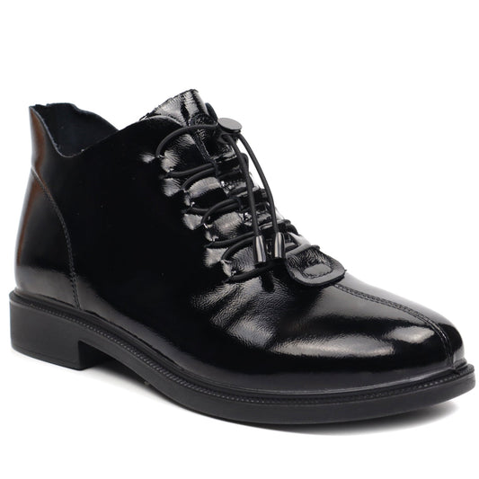 Ghete dama casual piele naturala FORMAZIONE 3826 negru lac