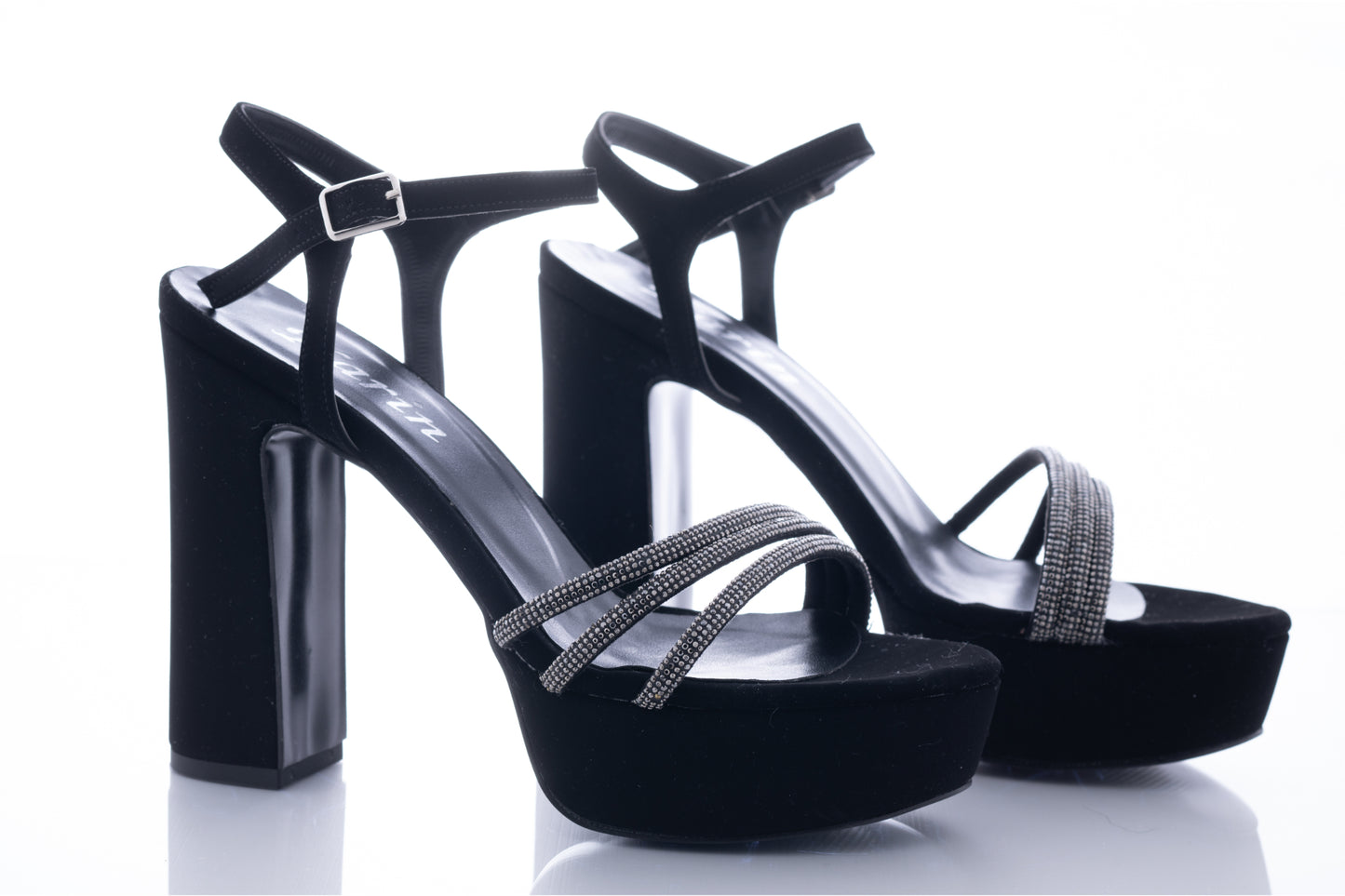 Women's casual sandals, eco-leather, KARIN 7234, black, velour