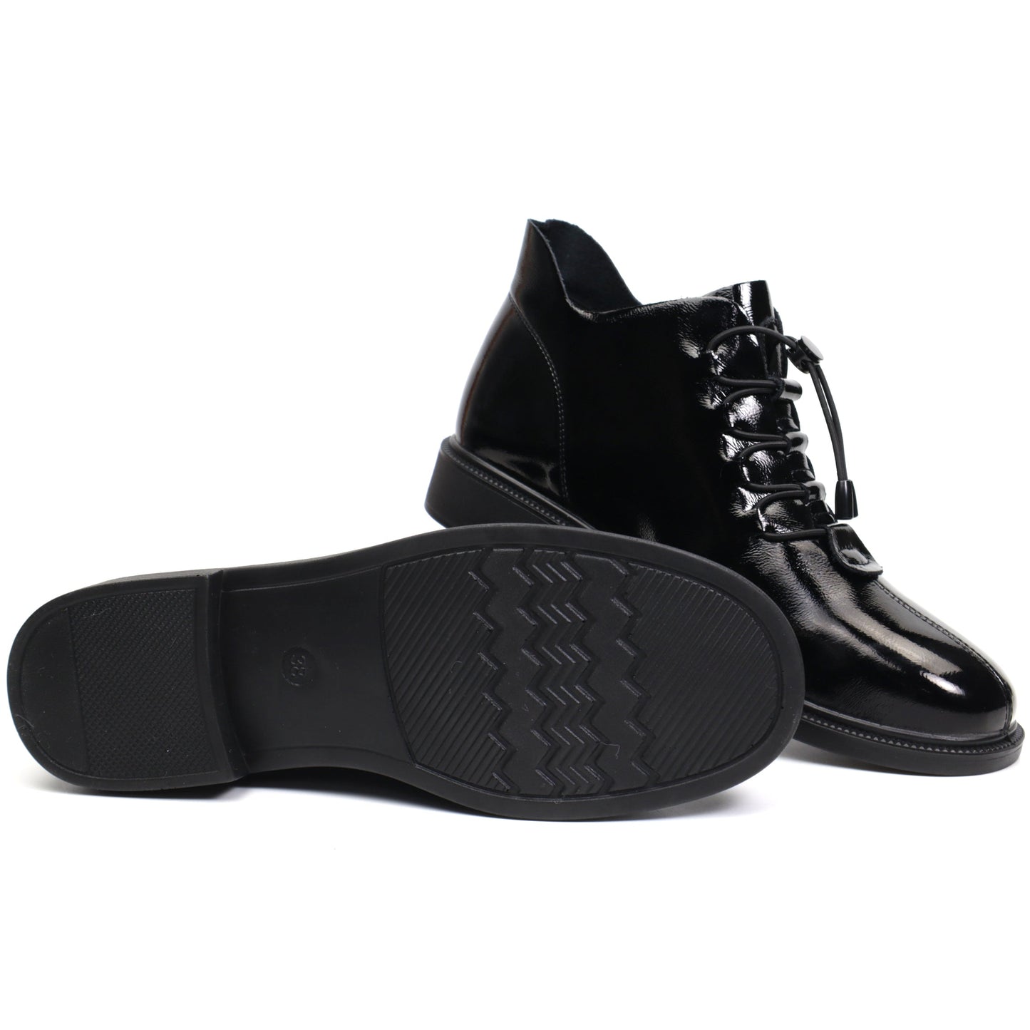 Ghete dama casual piele naturala FORMAZIONE 3826 negru lac