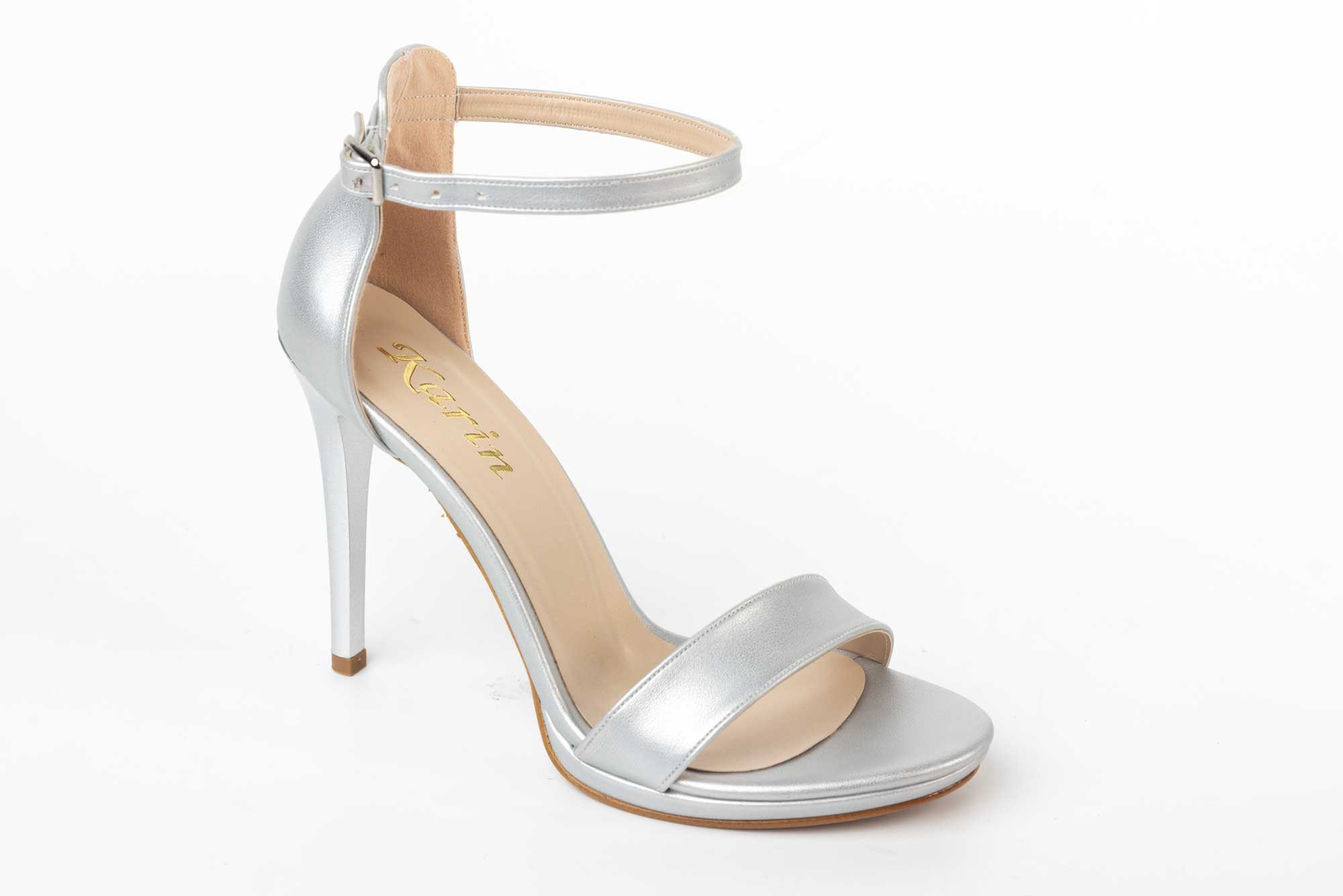 Sandale dama elegante piele ecologica 6300 argintiu box