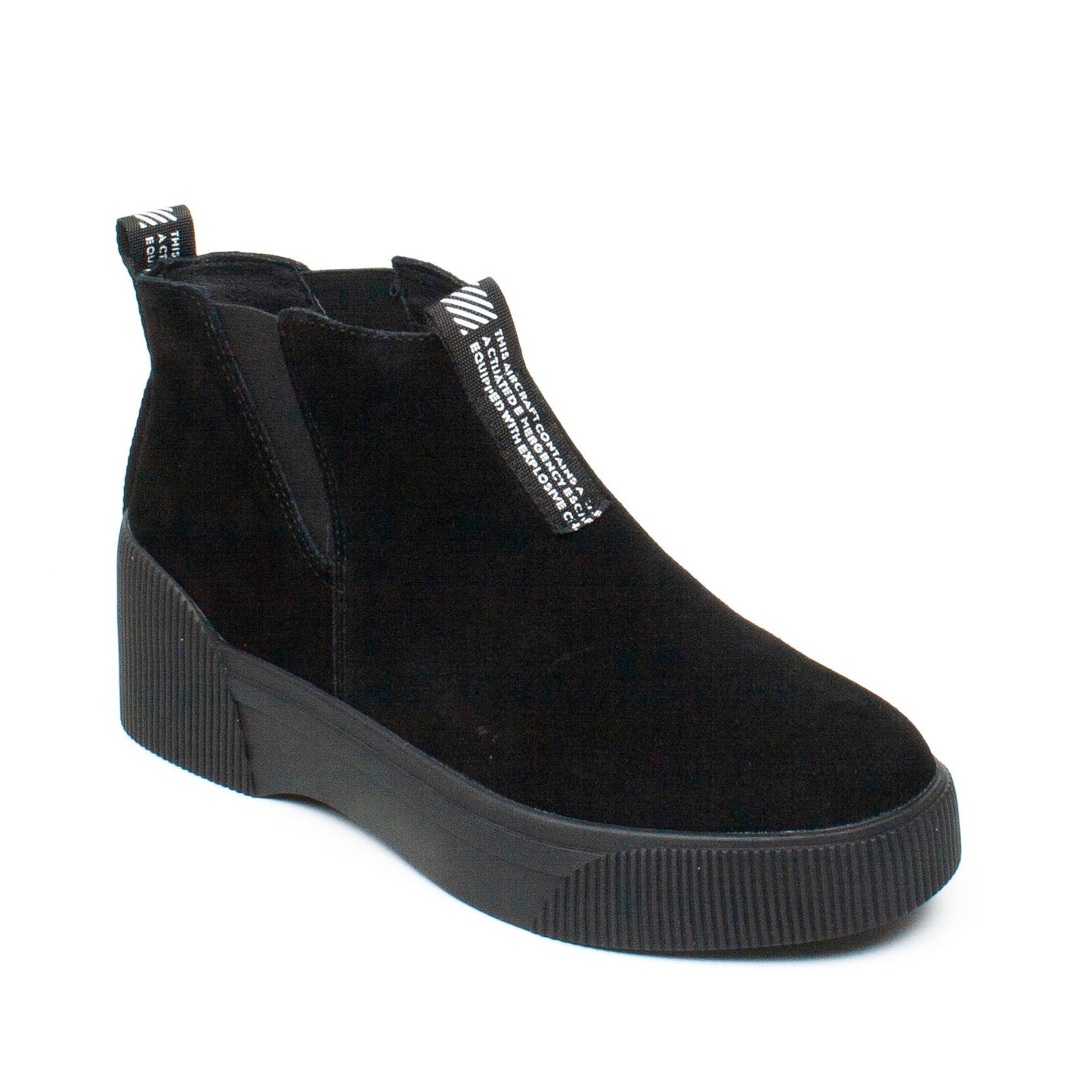 Women's casual boots made of genuine leather INFINITY 906 black velour