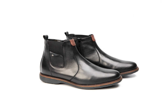 Ghete barbati casual piele naturala CATALI 941 negru box
