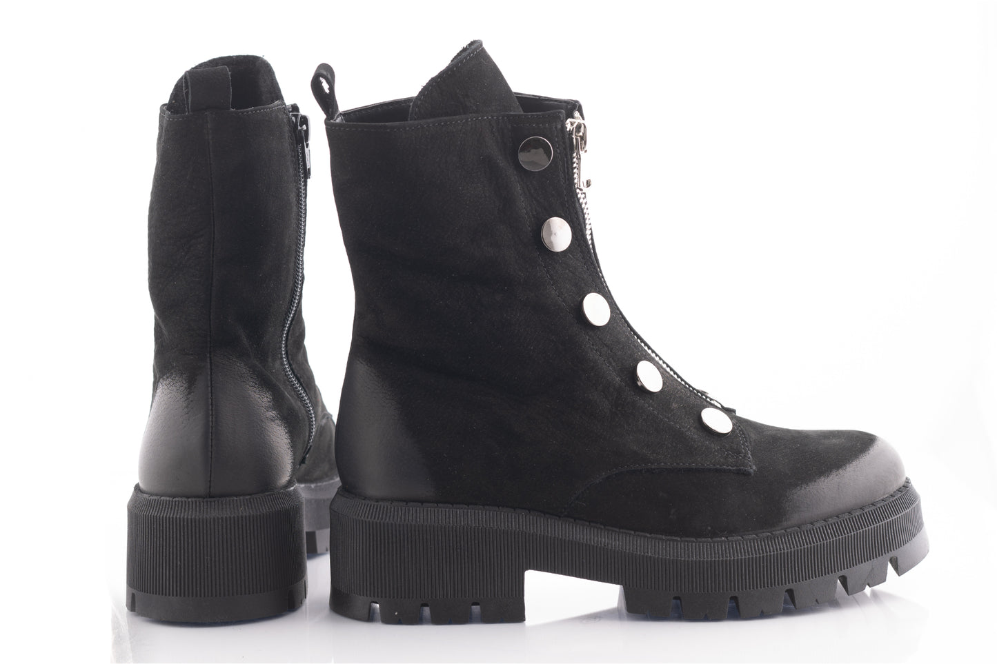 Women's casual boots made of genuine leather PERLA 3002 black velour