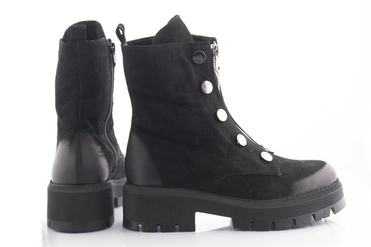 Ghete dama casual piele naturala PERLA 3002 negru velur
