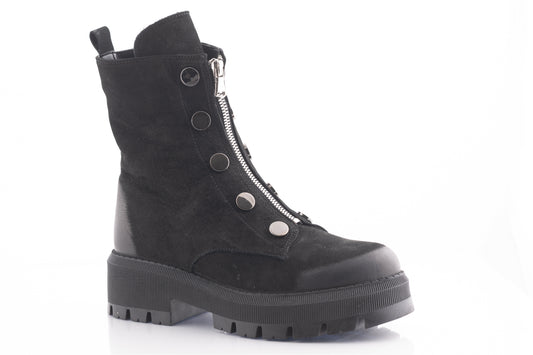 Ghete dama casual piele naturala PERLA 3002 negru velur
