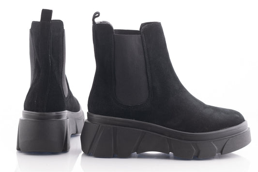 Ghete dama casual piele naturala PERLA 3020 negru velur