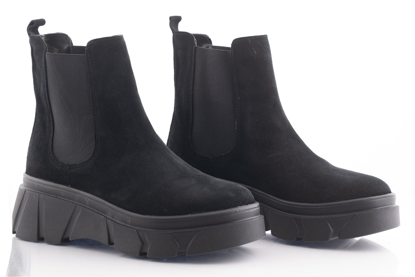 Ghete dama casual piele naturala PERLA 3020 negru velur