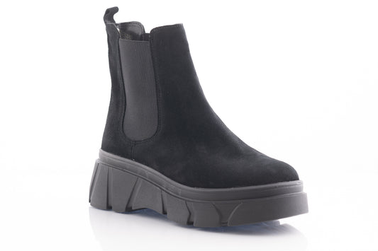 Ghete dama casual piele naturala PERLA 3020 negru velur