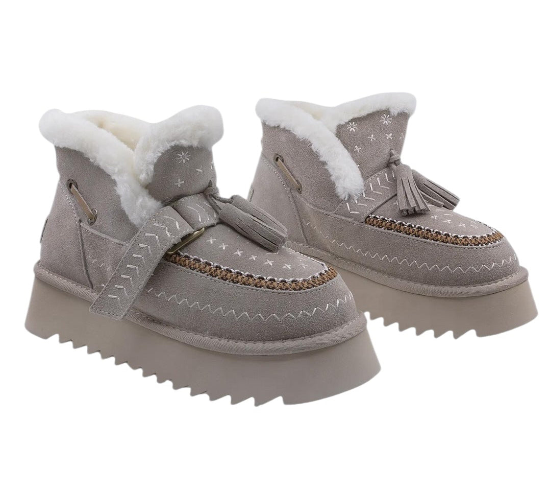 Women's boots made of genuine suede leather ANNA VIOTI 113-4 Grey vel