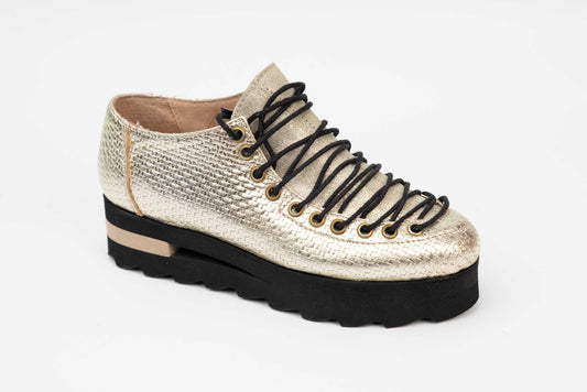 Pantofi dama casual piele naturala LARISA Anto 03 Auriu impletit