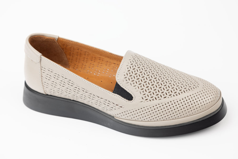 Pantofi dama piele naturală perforați LSD89 Vizon