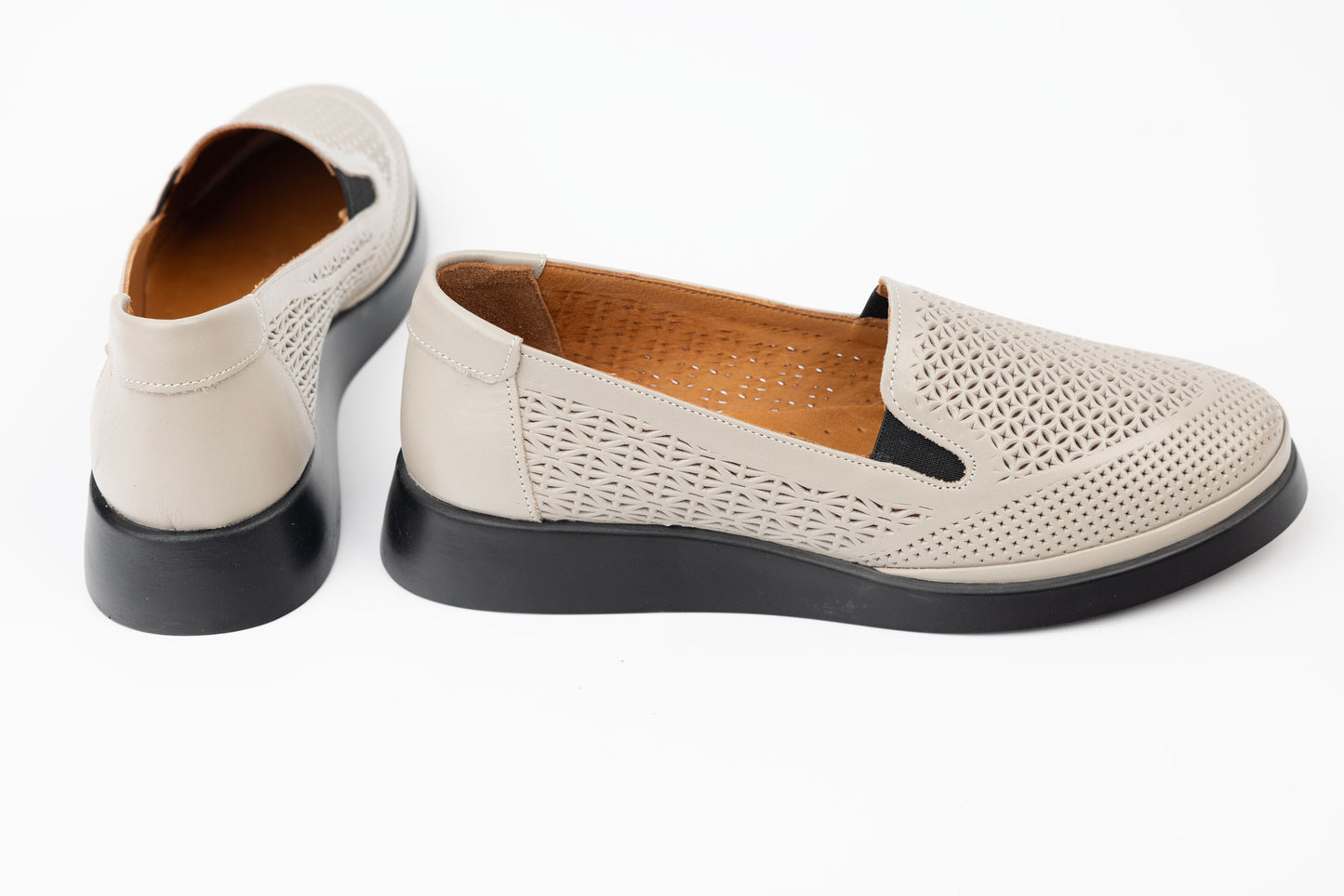 Pantofi dama piele naturală perforați LSD89 Vizon