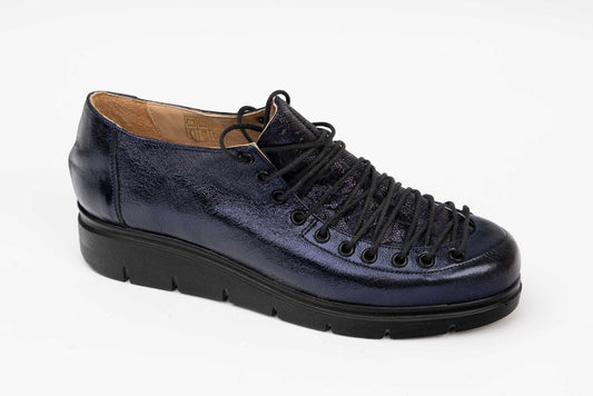 Pantofi dama casual piele naturala LARISA Anto 02 Bleu sidef holograma