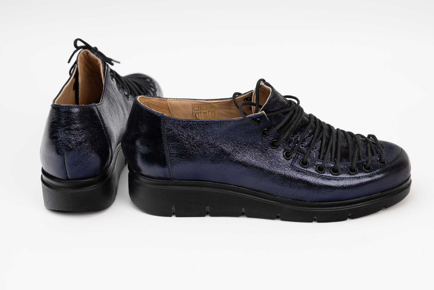 Pantofi dama casual piele naturala LARISA Anto 02 Bleu sidef holograma