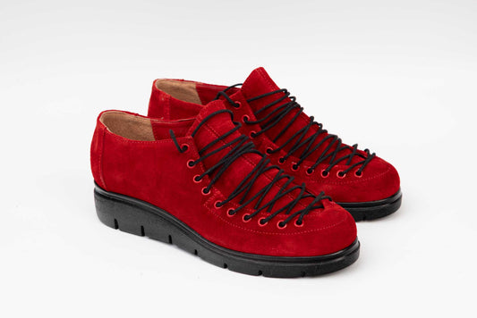Pantofi dama casual piele naturala LARISA Anto 02 Rosu velur