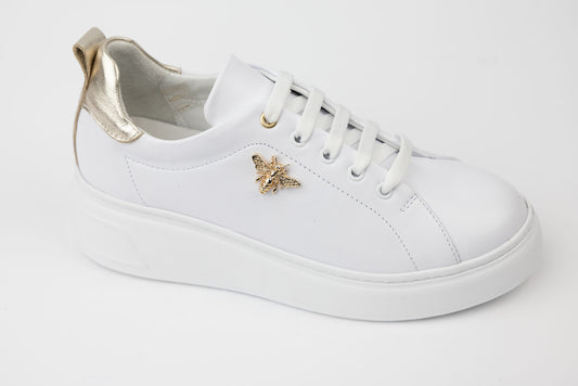 Pantofi dama casual piele naturală PERLA 3166 Alb auriu