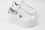 Pantofi dama casual piele naturală PERLA 3386 Alb argintiu