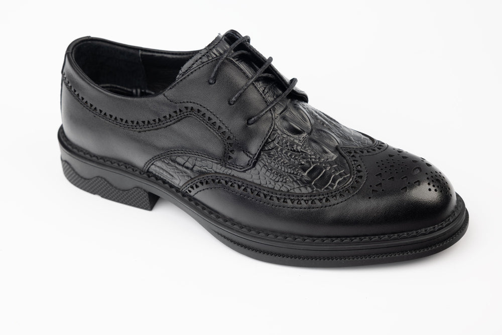 Pantofi barbati piele naturală JOHAN 16305 N presaj croco