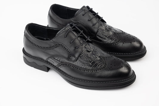 Pantofi barbati piele naturală JOHAN 16305 N presaj croco