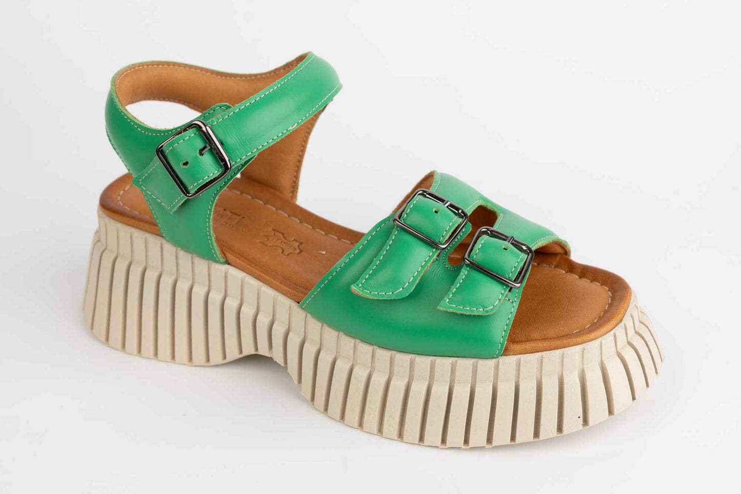 Women's casual sandals made of natural leather DOGATI 10693 Green