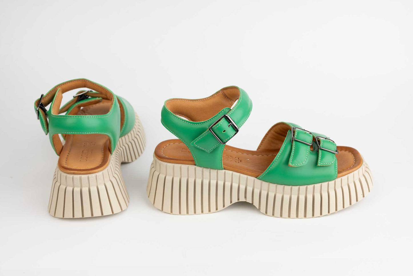 Women's casual sandals made of natural leather DOGATI 10693 Green