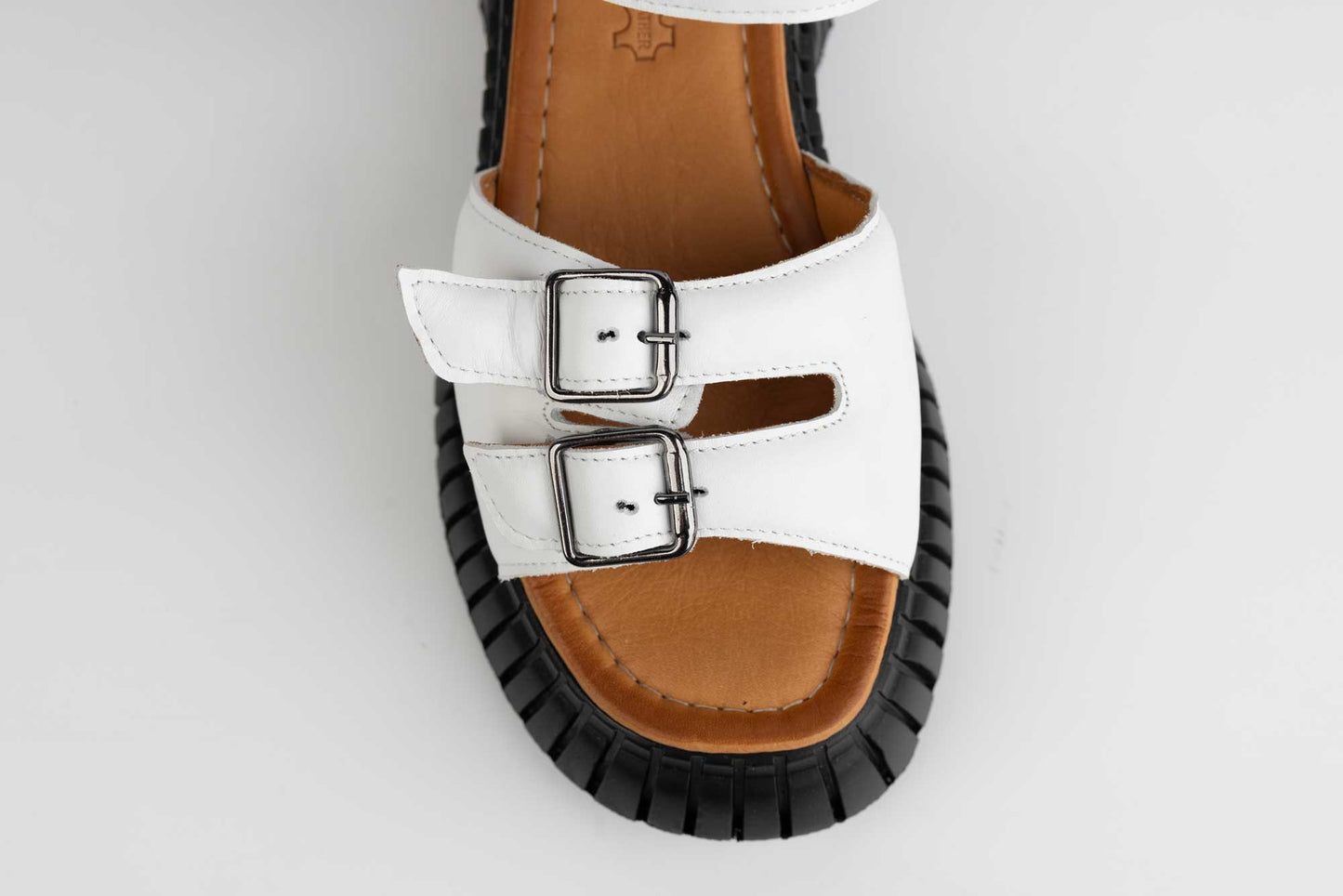 Women's casual sandals made of natural leather DOGATI 10693 White