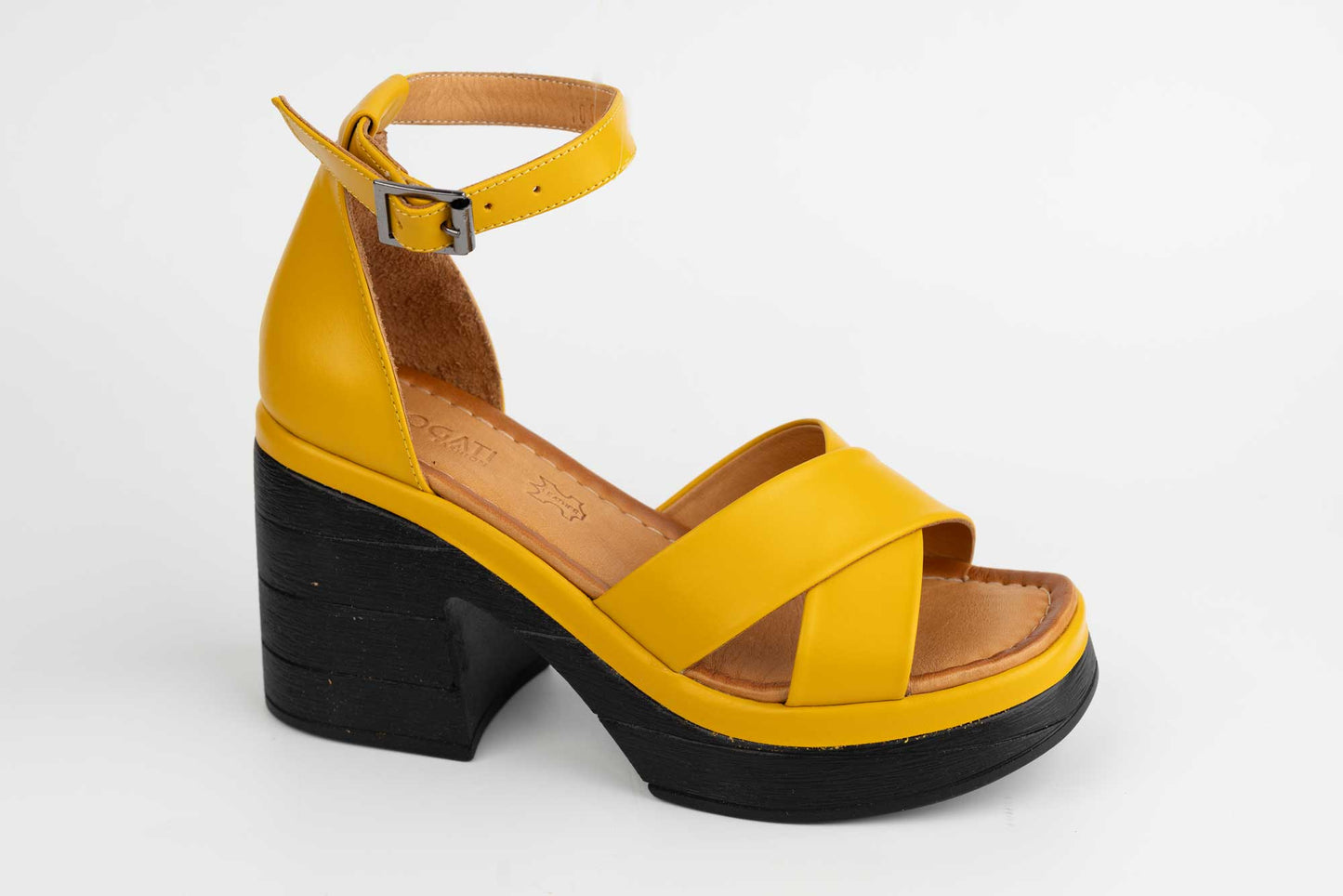 Women's casual sandals made of natural leather DOGATI 407 Yellow