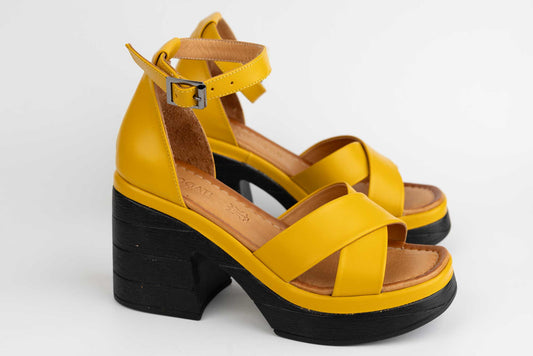 Sandale dama casual piele naturala DOGATI 407 Galben