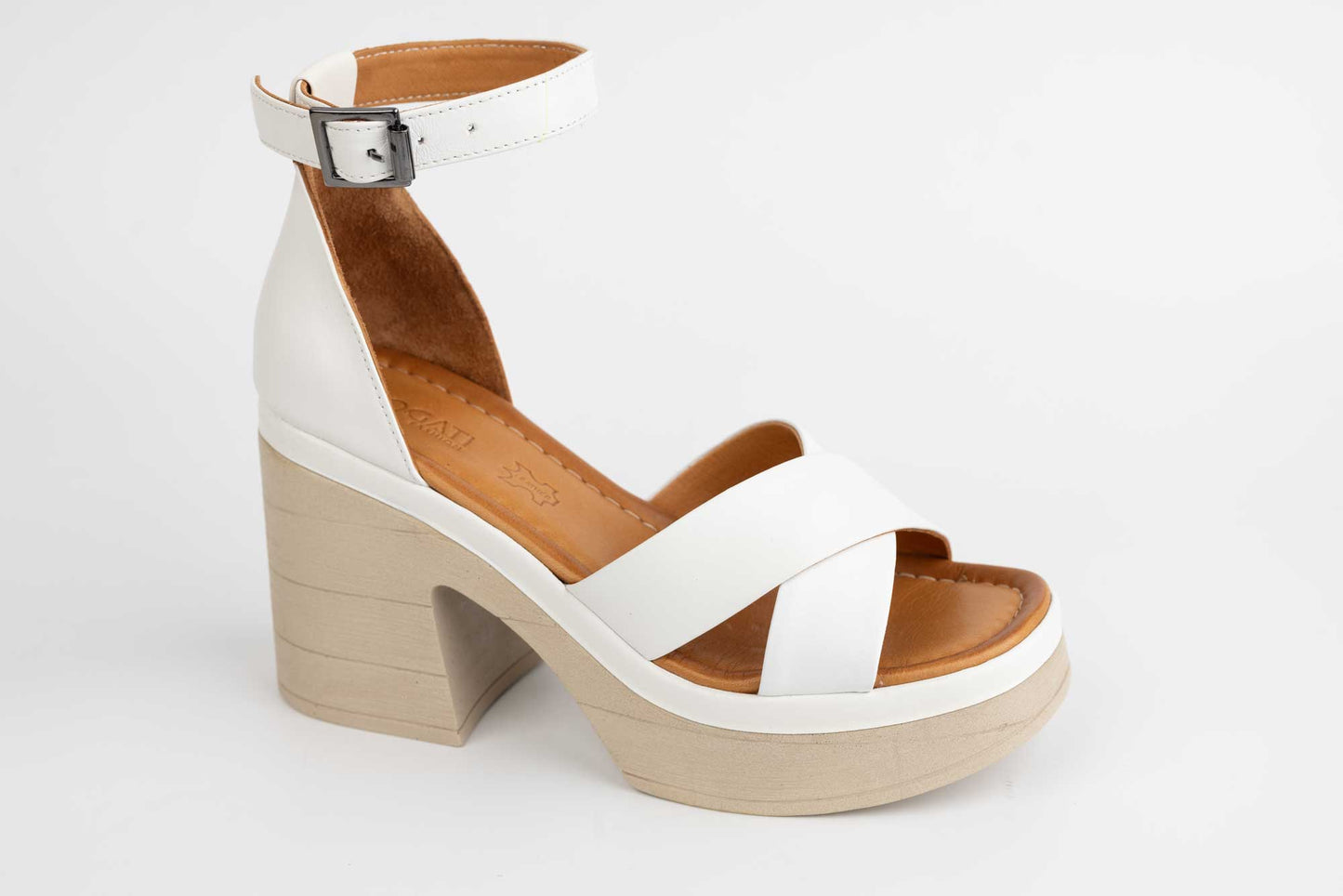 Women's casual sandals made of natural leather DOGATI 407 White