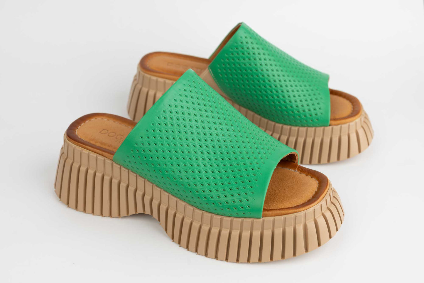 Women's genuine leather clogs DOGATI 10691 Green