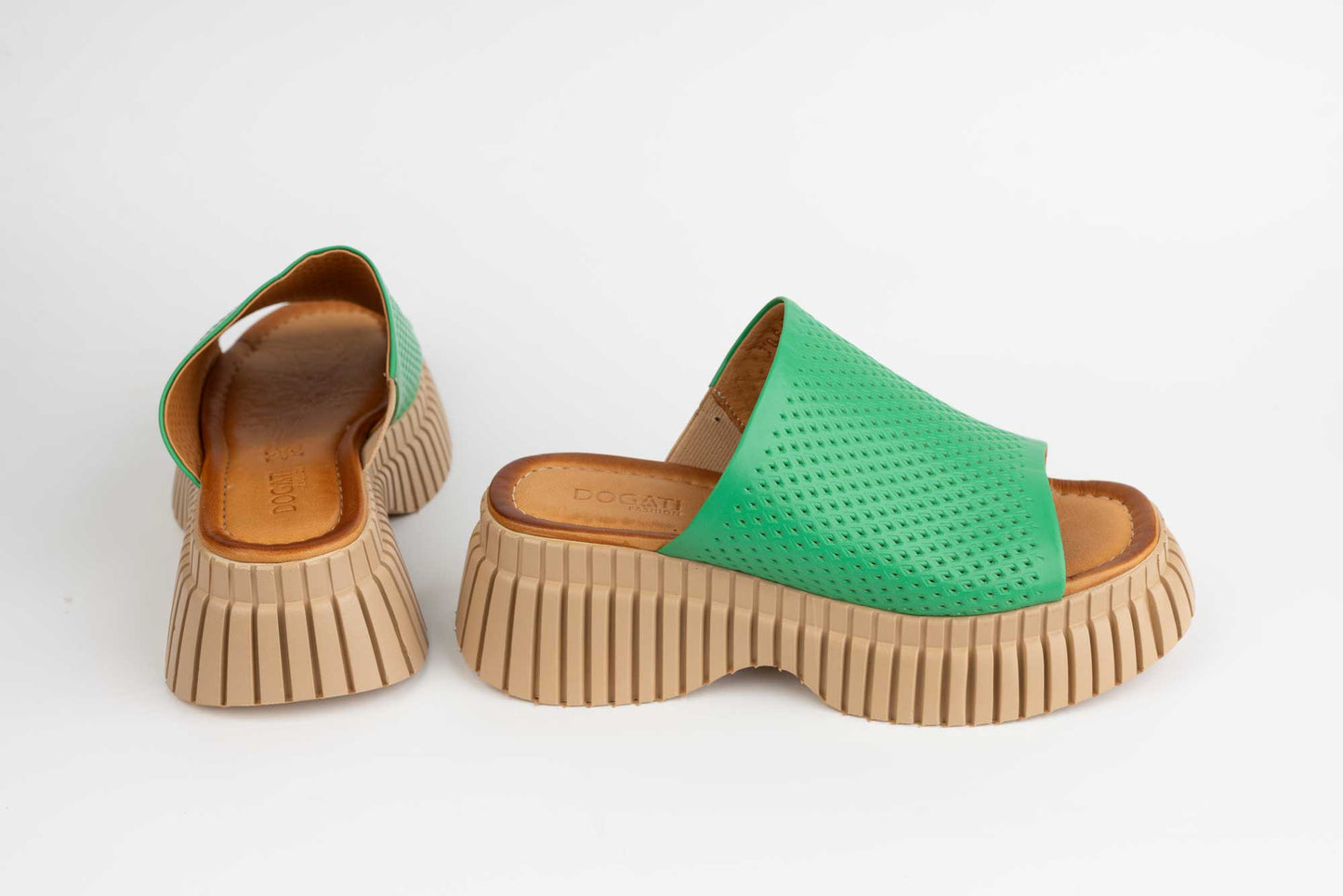 Women's genuine leather clogs DOGATI 10691 Green