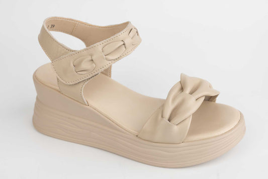 Women's casual genuine leather sandals FORMAZIONE 8702 Cream