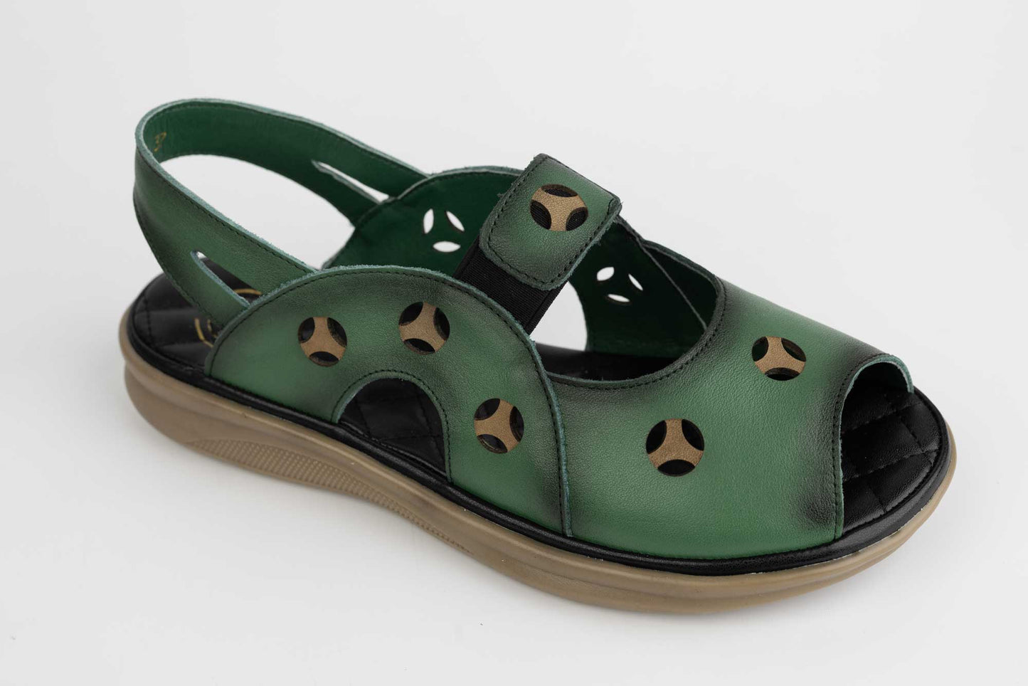 Women's sandals made of genuine leather FORMAZIONE 1388 Green