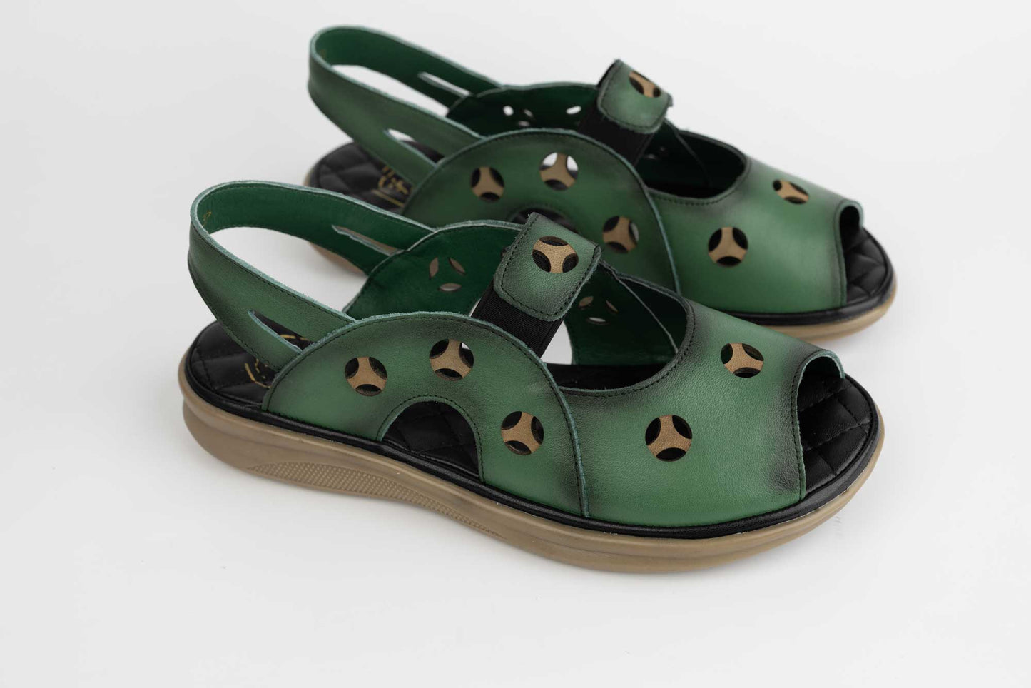 Women's sandals made of genuine leather FORMAZIONE 1388 Green