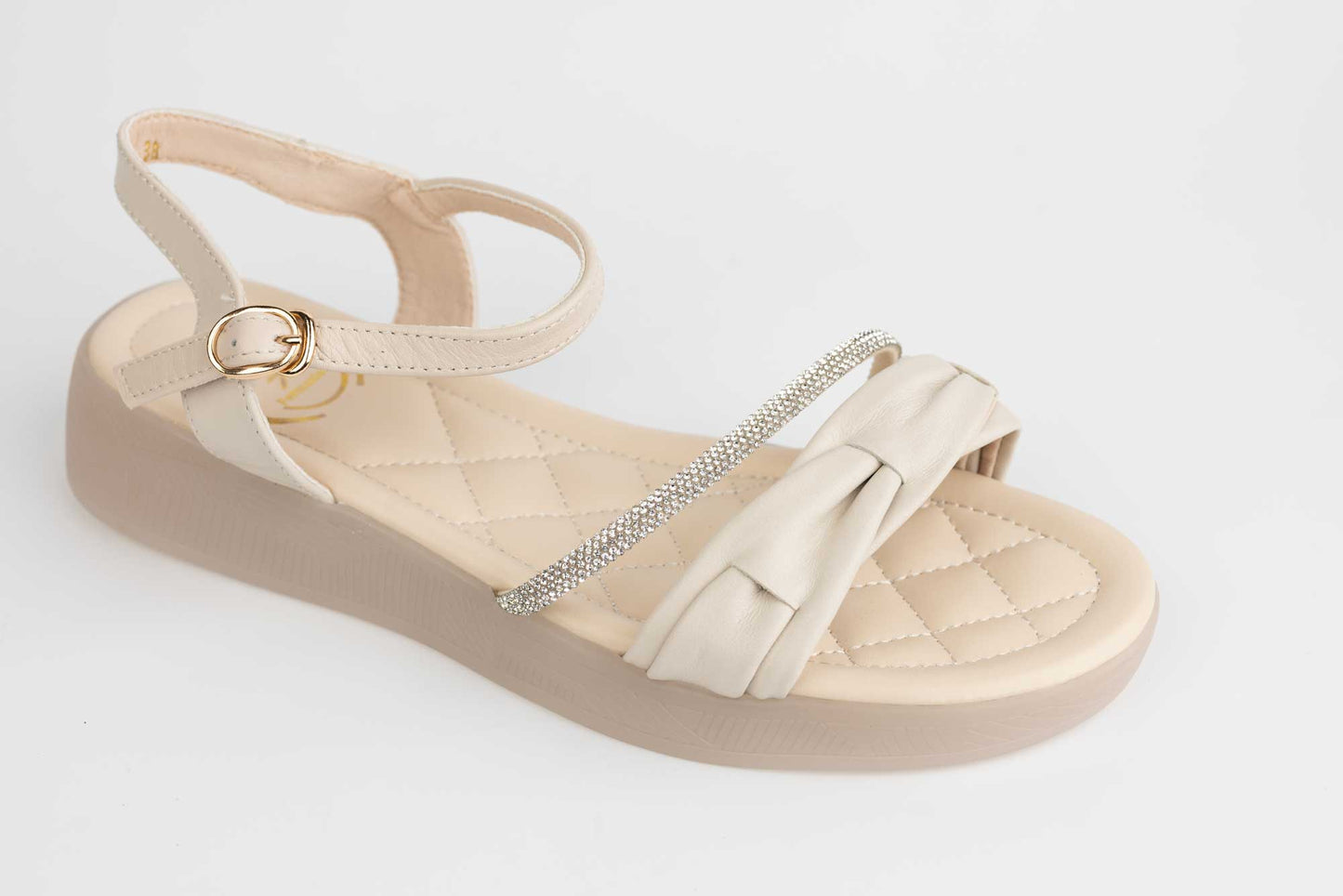 Women's sandals made of genuine leather FORMAZIONE 9936 Cream