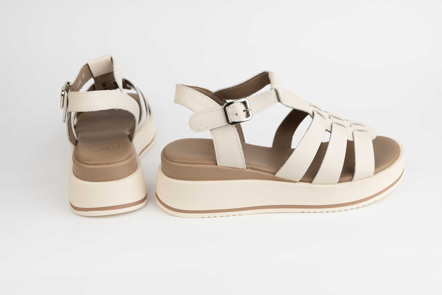 Women's sandals made of genuine leather FORMAZIONE 20295 Cream